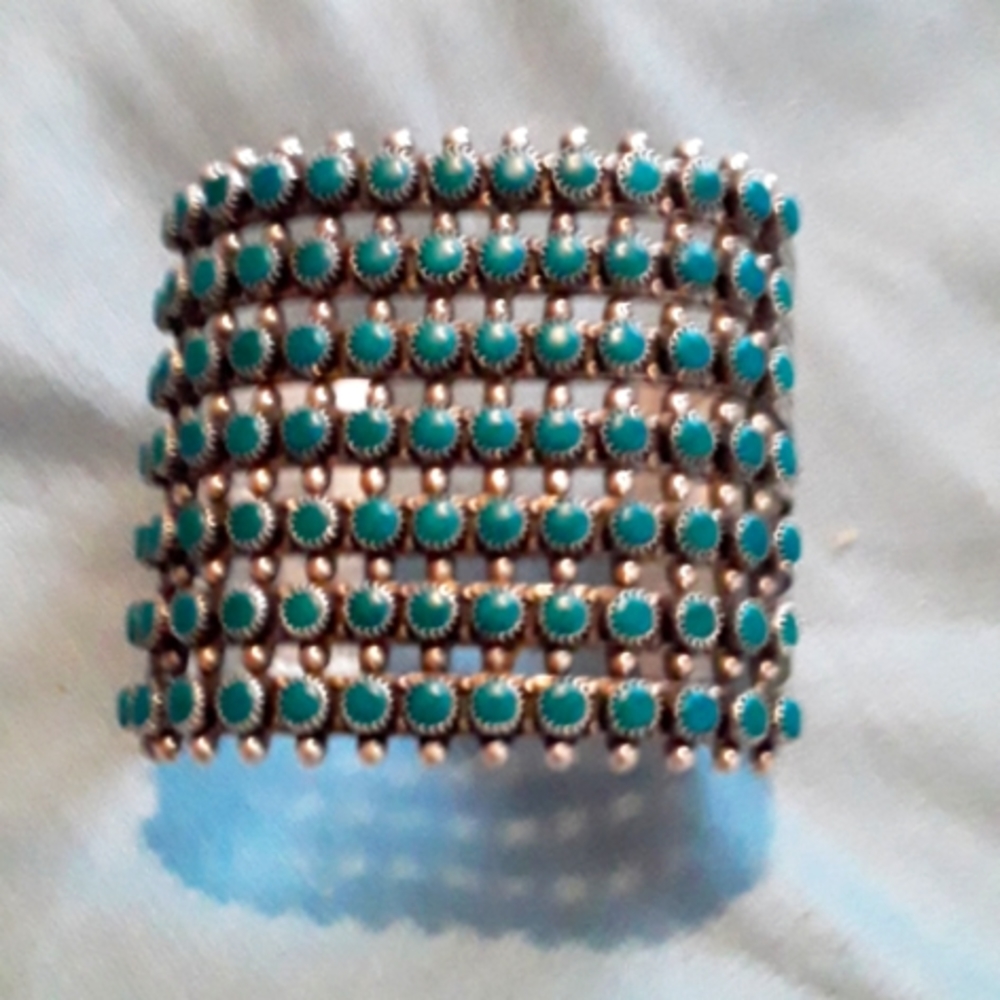 Vintage signed sterling silver and turquoise cuff